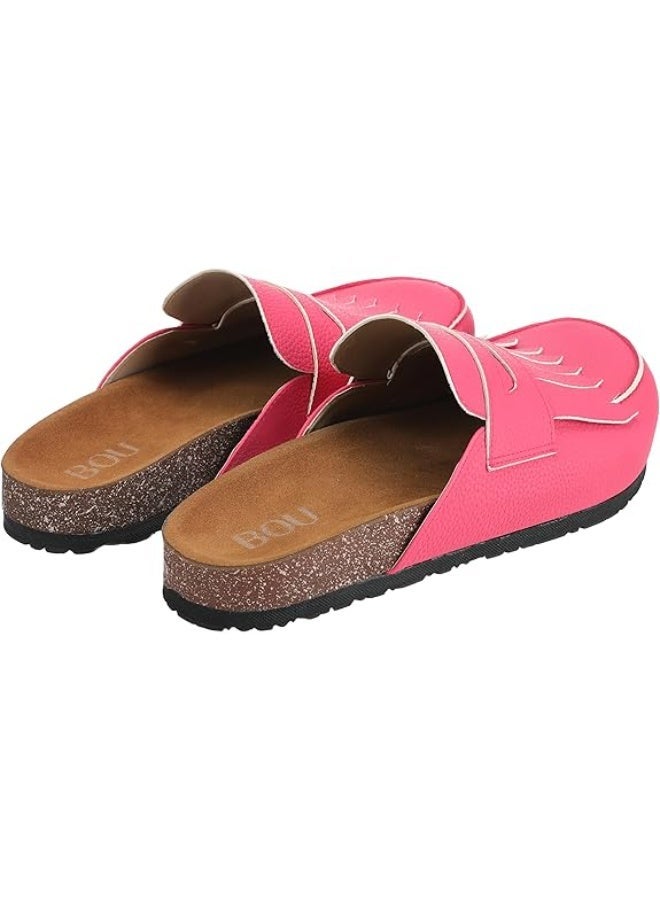 BOU Loafer Clogs " Fringed " - Vibrant Fuchsia - Image 3